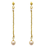 Gold Long Baroque Pearl Drop Earrings