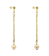 Gold Long Baroque Pearl Drop Earrings