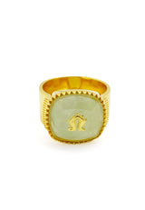 Prehnite Mamuli Signet Ring