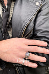 Labradorite Mamuli Signet Ring Silver