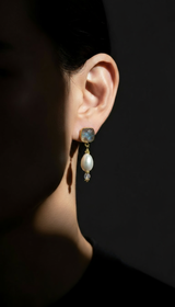 Labradorite Pearl Drop Earrings