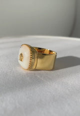 Mother of Pearl Mamuli Signet Ring