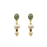 Labradorite Rose Pearl Drop Earrings