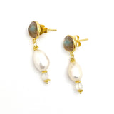 Labradorite Pearl Drop Earrings