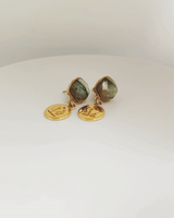Labradorite Mamuli Coin Earrings