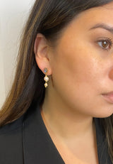 Labradorite Rose Pearl Drop Earrings
