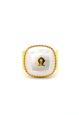 Mother of Pearl Mamuli Signet Ring