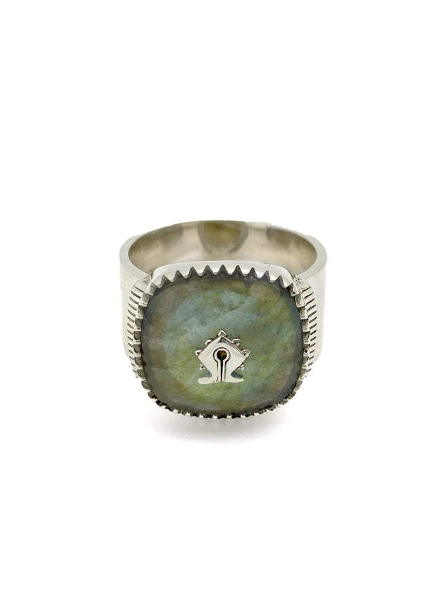 Labradorite Mamuli Signet Ring Silver