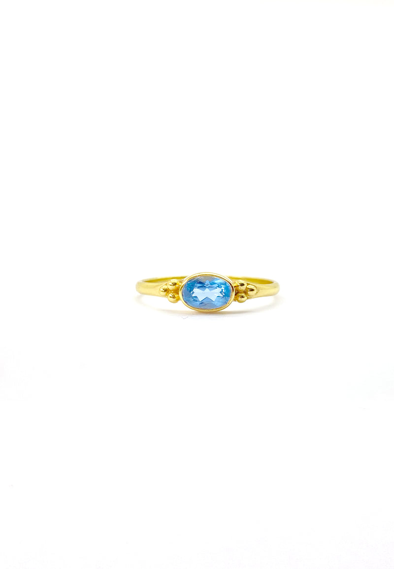 Tiny Facet Swiss Blue Topaz Oval Triquetra